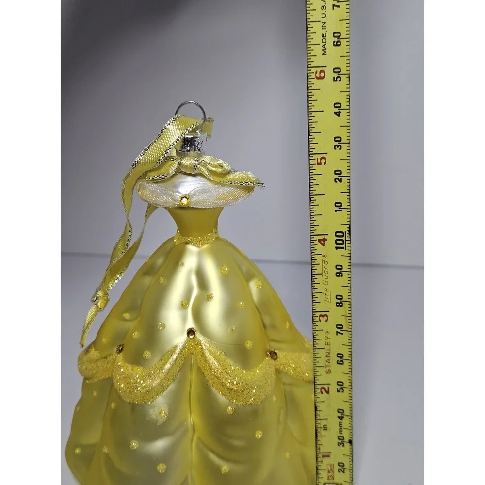 Hallmark Disney Princess Belle Blown Glass Dress Ornament Beauty and the Beast